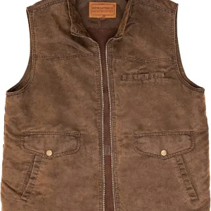 | Men's 8 Pocket Poly Canvas Western Utility Vest | Distressed Finish