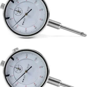 0-1 Inch Dial Indicator with Carbide Anvil, 2 Pack, 0.001 Inch Resolution, Interchangeable Flat & Lug Back � 2 Inch Dial, Twist-Lock Bezel