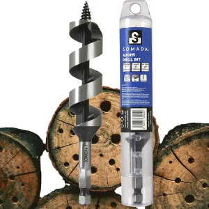 1-Inch x 6-Inch Auger Drill Bit for Wood, Quick Change Hex Shank 3/8-Inch One Piece, Ship Auger Long Drill Bit for Soft and Hard Wood, Plastic, Drywall and Composite Materials
