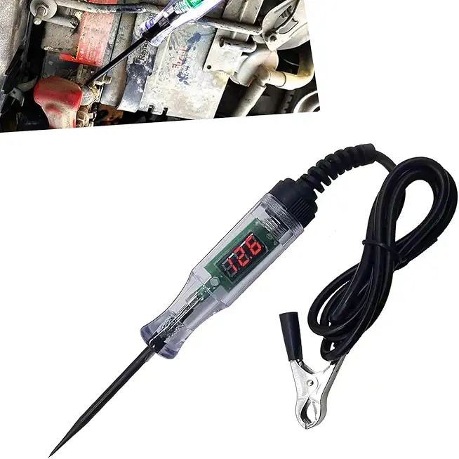 1 Pack Car Circuit Test Pen, Digital Light Display Positive and Negative Fuse Test Tool with 3.93 Ft Wire, Two-Way Voltage Induction Tester with Long Probe, Universal for Cars (Black #3V-70V)