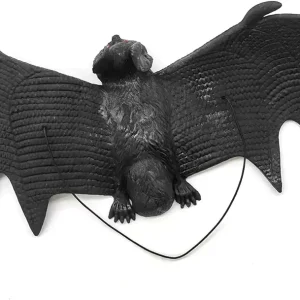 1 PC Auto Halloween Simulation Flying Bat Model, Soft TPR Material Prank Horror Bat, Hanging Durable Halloween Party Weird Decoration, Suitable for Most Automobiles (Black #L)