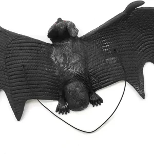 1 PC Auto Halloween Simulation Flying Bat Model, Soft TPR Material Prank Horror Bat, Hanging Durable Halloween Party Weird Decoration, Suitable for Most Automobiles (Black #L)