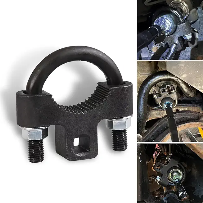 1 PC Automobile 2.87" x 2.87" Steering Wheel Inner Tie Rod Ball Head Rudder Wrench, Non-slip U-shaped Tooth Structure Metal Rocker Arm Detach Installation Tool, Repair Accessories (Black)