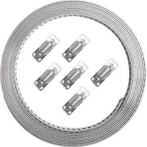 1 PC Automobile Hose Clamp, 0.5In x 8.2Ft 304 Stainless Steel Through-hole Full-thread Steel Strap, Adjustable Length Strong Bearing Fastening Buckle, Suitable for Most Car Models (Silver)