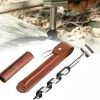 1 X 10'' Extended Hand Auger Wood Drill, Sharper Settlers Wrench for Easy Wood Drilling, Manual Hand Drill Bit with Holster, Outdoor Survival Gear Tool for Camping,Bushcrafting, Peg Hole Maker