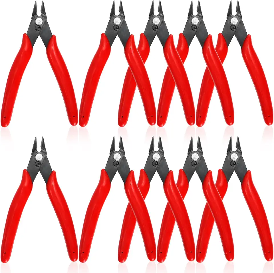 10 Pack 170 Wire Cutters, 5 Inch Small Precision Flush Cut Pliers with Spring, Micro Diagonal Side Cut Nippers, Sharp Wire Clippers for Electronics, Jewelry Making, Zip Ties, Soft Copper Wire