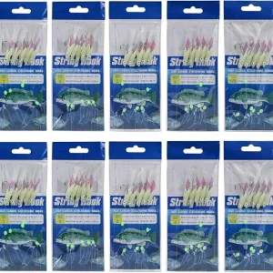 10 Packs Luminous Bait Rigs Fishing Flasher Lures Fishing Bait Rigs Fish Skin Glow Fishing Lure Fishing Beads Fishing Rigs with High Carbon Hooks for Freshwater Saltwater