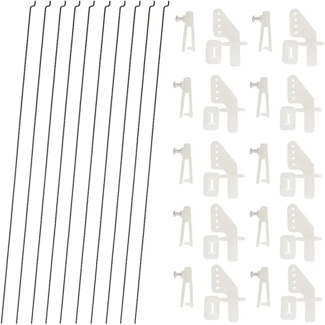10 PCS 0.047x10.24" Steel Pushrods And 10 PCS Nylon 0.79x0.43" Lock on Control Horns 4 Holes for RC Airplane Model Aircraft DIY Parts