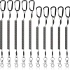 10 PCS Heavy Duty Fishing Lanyards with 2 Sizes, Retractable Safety Fishing Tool Ropes Steel Wire Coiled Lanyard with Carabiner and Keychain, Leash Rod Tether Accessories for Pliers Boating Kayak