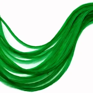 10 Pieces - Solid Kelly Green Thin Long Rooster Hair Extension Feathers Whiting Farms Fly Tying Supply | Moonlight Feather