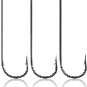 100 Pack Aberdeen Fishing Hooks Freshwater, Straight Shank Light Wire Worm Hooks for Bass/Crappie/Bream/Bluegill/Panfish