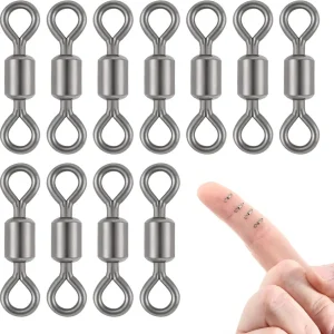 100 Pack Fishing Swivels Saltwater, Swivels Fishing Tackles, Micro Swivels for Fly Fishing, Rolling Barrel Fishing Swivels Barrel Swivel