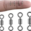 100-Pack Micro Swivels for Fly Fishing, Small Rolling Barrel Swivels Fly Fishing Tackles, High Strength Barrel Swivel Hook line Connector with Black Nickel Coating