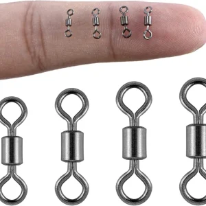 100-Pack Micro Swivels for Fly Fishing, Small Rolling Barrel Swivels Fly Fishing Tackles, High Strength Barrel Swivel Hook line Connector with Black Nickel Coating