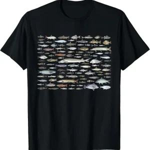 100 Types Of Freshwater Fish Species Fishing T-Shirt