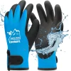 100% Waterproof Gloves for Men and Women, Winter Work Gloves for Cold Weather, Thermal Insulated Freezer Gloves, Touch Screen, With Grip, Blue, Small