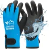 100% Waterproof Gloves for Men and Women, Winter Work Gloves for Cold Weather, Touchsreen, Thermal Insulated Freezer Gloves, With Grip, Blue, Large