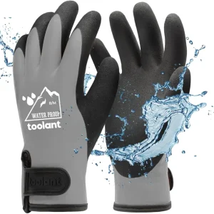 100% Waterproof Gloves for Men and Women, Winter Work Gloves for Cold Weather, Touchsreen, Thermal Insulated Freezer Gloves, With Grip, Grey, Medium