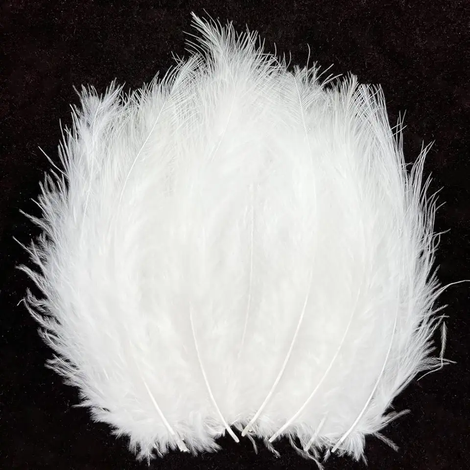 100pcs White Feathers Fluffy Turkey Marabou Feathers 4-6 Inches for Crafts Dream Catcher Fringe Trim Colored Feathers Fly Tying Material
