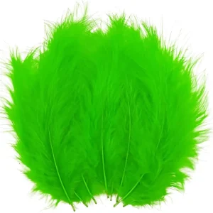 100pcs Yellow Green Feathers Fluffy Turkey Marabou Feathers 4-6 Inches for Crafts Dream Catcher Fringe Trim Colored Feathers Fly Tying Material