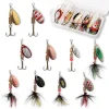 10pcs Fishing Lure Spinnerbait, Bass Trout Salmon Hard Metal Spinner Baits Kit with Tackle Boxes