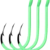 10PCS Glow Fishing Hook Siwash Hook - Trout Fishing Gear, Sea Bass Fishing Supplies, Fly Tying Hooks, Circle Hooks Saltwater & Fresh Water, Sizes 1#-15#