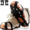 11 Spikes Crampons, Upgraded Version Stainless Steel Anti-Slip, Ice Cleats Grips for Hiking Shoes and Boots, Hiking Fishing Walking Mountaineering