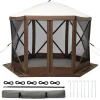 11.5x11.5FT 6-Sided Pop Up Gazebo Tent, Waterproof UV Protected Screen Tent, Portable Camping Canopy Sun Shelter with Carry Bag, Guy Ropes & Stakes, for Camping Outdoor Party Backyard