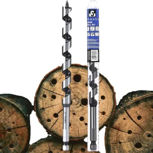 1/2-Inch x 8-Inch Auger Drill Bit for Wood, Quick Change Hex Shank 3/8-Inch One Piece, Ship Auger Long Drill Bit for Soft and Hard Wood, Plastic, Drywall and Composite Materials