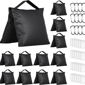 12 Pack Sandbags Weight Bags for Photo Studio Photography Video Equipment, Empty Sandbag Set for Backdrop Stand, Photo Tripod, Canopy, Umbrella Base, Picnic Table, Tent, Fishing Chair