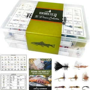 122 Premium Hand Tied Fly Fishing Flies Assortment | Two Fly Boxes Included | Dry, Wet, Nymphs, Streamers, Wooly Buggers, Terrestrials | Trout, Bass Lure Set, Kit, Gift