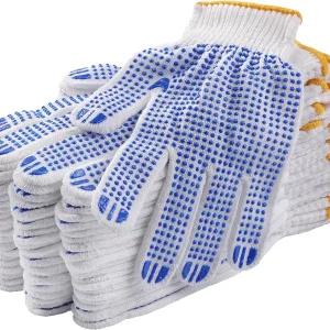 12Pairs Grip Safety Work Gloves Anti-slip Dots Bulk Gloves Moist Cotton Knit Gloves for Garage Warehouse Construction