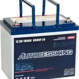 12V 100Ah BCI Group 24 LiFePO4 Battery, 100A BMS Rechargeable Mini Lithium Battery with Low-Temp Protection, Up to 15000 Cycles Perfect for RV, Camping, Solar, Off-Grid and Boat