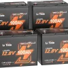 12V 100Ah Group 24 Bluetooth LiFePO4 Lithium Deep Cycle Battery with Self Heating & Low-Temp Protection, Max. 15000 Cycles, Perfect for RV, Solar System, Trolling Motors etc (4 Pack)