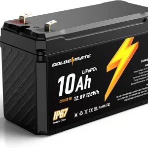 12V 10Ah LiFePO4 Lithium Battery, 5000+ Deep Cycles, IP67 Waterproof Lithium Iron Phosphate Battery, Built-in BMS, Ideal for Power Wheels, Solar, Marine, Fish Finder, Ride-on Toy, Camping