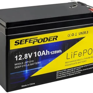 12V 10Ah LiFePO4 Lithium Deep Cycle Battery, 2000+ Cycles Rechargeable Battery for Solar/Wind Power, Lighting, Small UPS, Power Wheels, Scooters, Fish Finder and More with Built-in 10A BMS