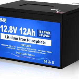 12V 12Ah LiFePO4 Lithium Battery with 15A BMS, 10 Year Lifespan,10000+ Cycles, for Marine, Ride on Toy, Trolling Motor Fish Finder, Kayak, Power Wheels, Pride Go Go Mobility Scooters
