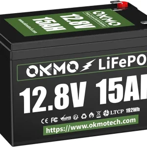 12V 15Ah LiFePO4 Lithium Battery 12.8V, 4000+ Deep Cycles rechargeable Battery, for UPS, Kayak Fish Finder, Solar Panel, Power Wheels Toys, Scooter, Radio