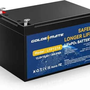 12V 16Ah LiFePO4 Battery, 12V Rechargeable Lithium Batteries with Built-in 16A BMS, 5000+ Deep Cycle, Lithium Iron Phosphate for Solar, Fish Finder, Power Wheels, Safe Camera, Ride-on Toys