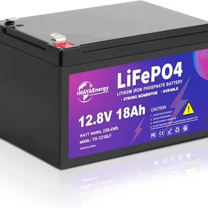 12V 18Ah Lithium Battery, Rechargeable LiFePO4 Battery with Built-in 30A BMS Board, 5000+ Deep Cycles, Higher Energy Density, for RVs, Van, Camping, Marine, Trolling Motor