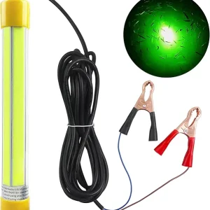12V 50W Green LED Underwater Fishing Light, 30000 Lumens IP68 Waterproof Submersible Fish Finder Attractor Deep Drop Light for Night Boat Ice Fishing