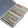 133pcs/Set Ultra-Thin Portable Nymph Scud Midge Flies Kit Assortment with Box Trout Fishing Fly Lures