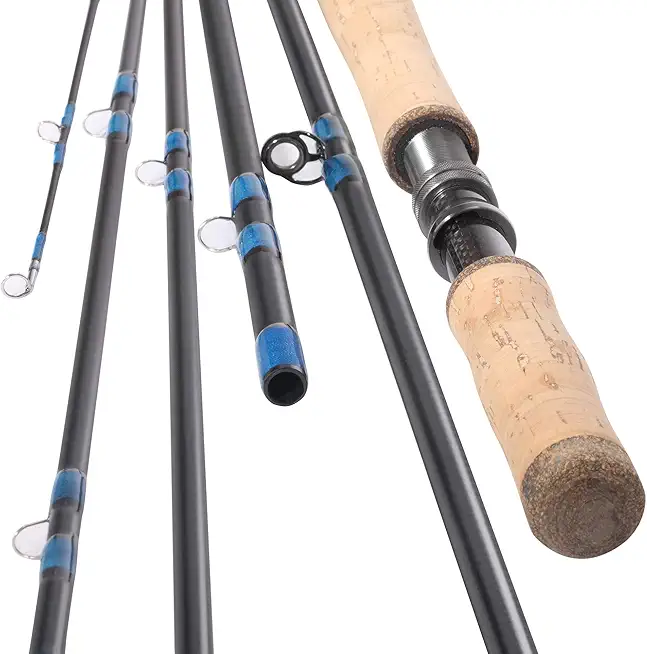 14' Spey Fly Fishing Rod 6 Sections 14FT 9/10 Spey Rod Carbon Fiber Blanks Two Handed Handle Cork Grip