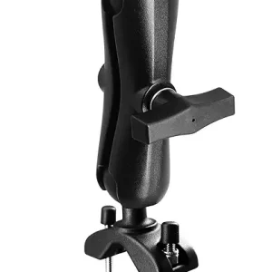 1.5" Ball Aluminum Fish Finder Mount with Clamp Base for Rails 1.18'' to 2'' in Diameter, Medium Arm Marine Electronic/Depth Finder Mount for Boat, Compatible with Garmin, Lowrance and More