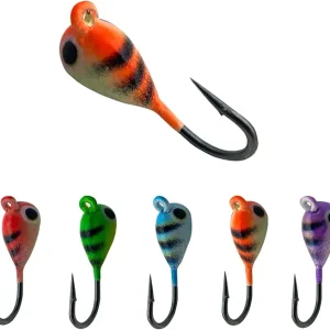 15 Pcs Ice Fishing Jigs for Panfish Walleye Sunfish Winter Ice Jigging Tackle Accessories Box Colorful Lead Jig Heads Glow Jigs for Ice Fishing