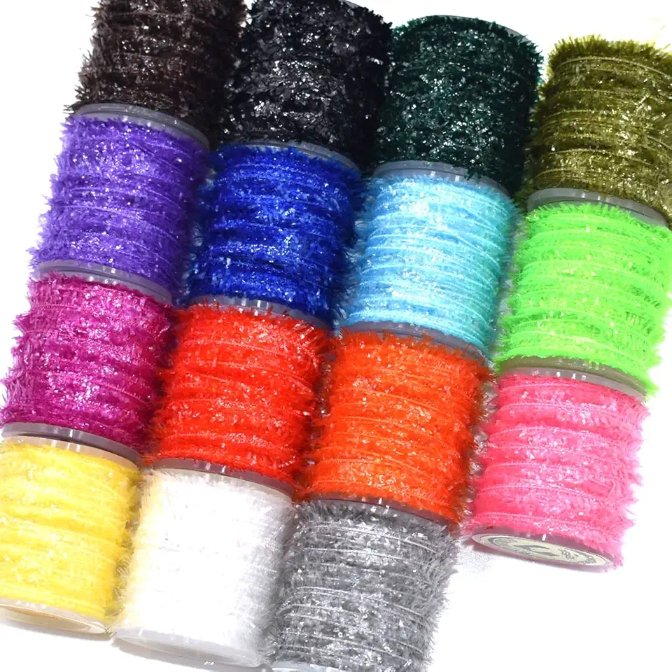 15 Spools Multi Colors Tinsel Chenille Line Crystal Flash Line Total 150M Fly Fishing Tying Material for Nymphal Bugs Scud