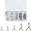 150-Pack Fly Fishing Snaps Twist Clips, 3/5 Sizes Stainless Steel Quick Change Lure Snaps No Knot Clip Quick Snap Fast Snap Lure Connector for Jigs Lures Fishing Clips Swivels Terminal Tackle