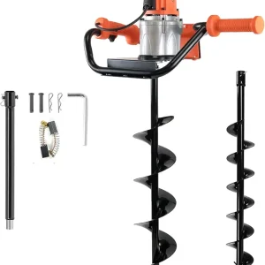 1500W Electric Post-Hole Digger, 6-Inch & 4-Inch Auger Bit Earth Auger, Ideal for Post Hole Digging, Drilling, Tree Planting?No Bag?