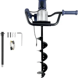 1500W Electric Post Hole Digger, Earth Auger with 6 inch Auger Drill Bit, Earth Auger Post Hole Digger Electric, Ideal for Post Hole Digging, Drilling, Tree Planting, Blue