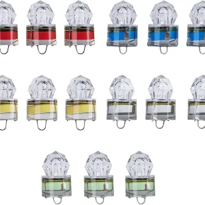 15pcs Deep Drop Fishing Light, Diamond Tubular Fishing Lure Light Colorful Flashing Strobe LED Fishing Light Underwater Fishing Light for Saltwater Freshwater Bass Halibut Tuna, 5 Colors